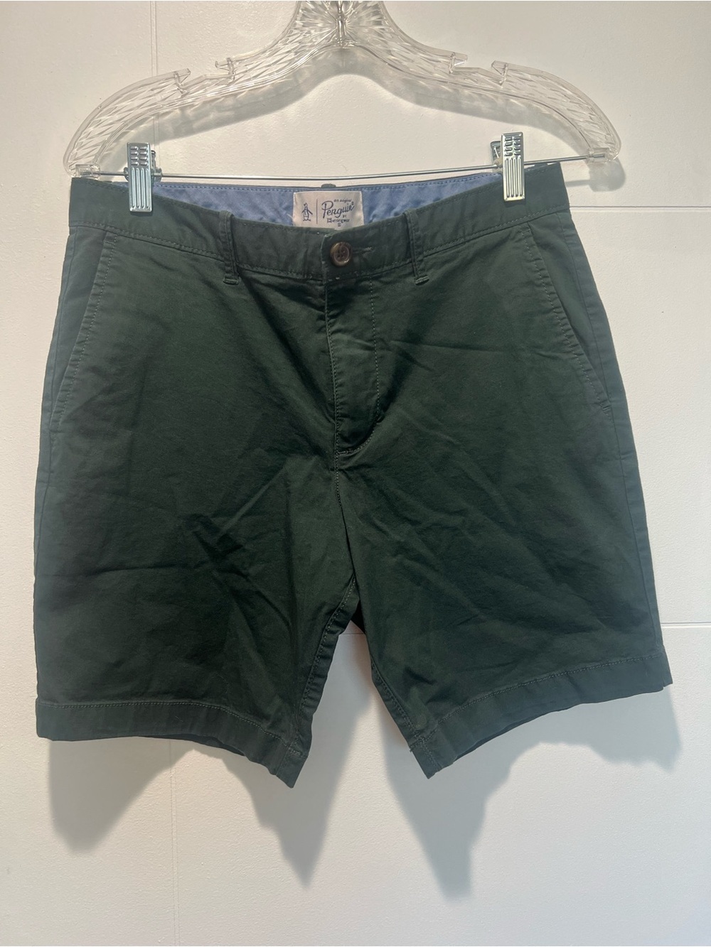Men's Original Penguin Dark Green Chino Shorts - Size 30